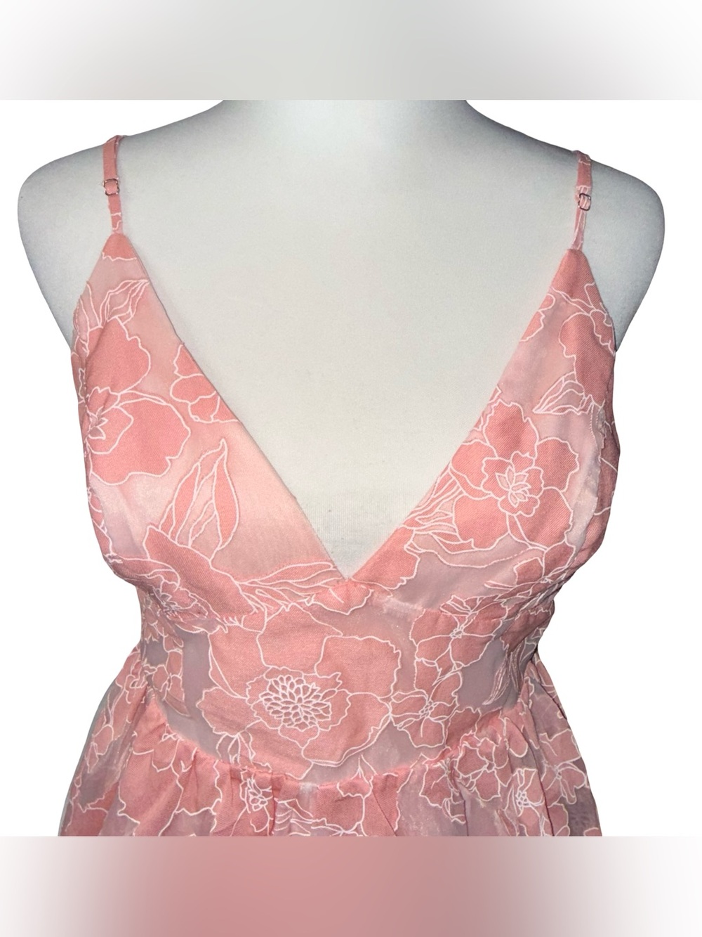 Lulus Floral Feelings Pink Floral Jacquard Babydoll Mini Dress women’s Medium - Picture 2 of 16